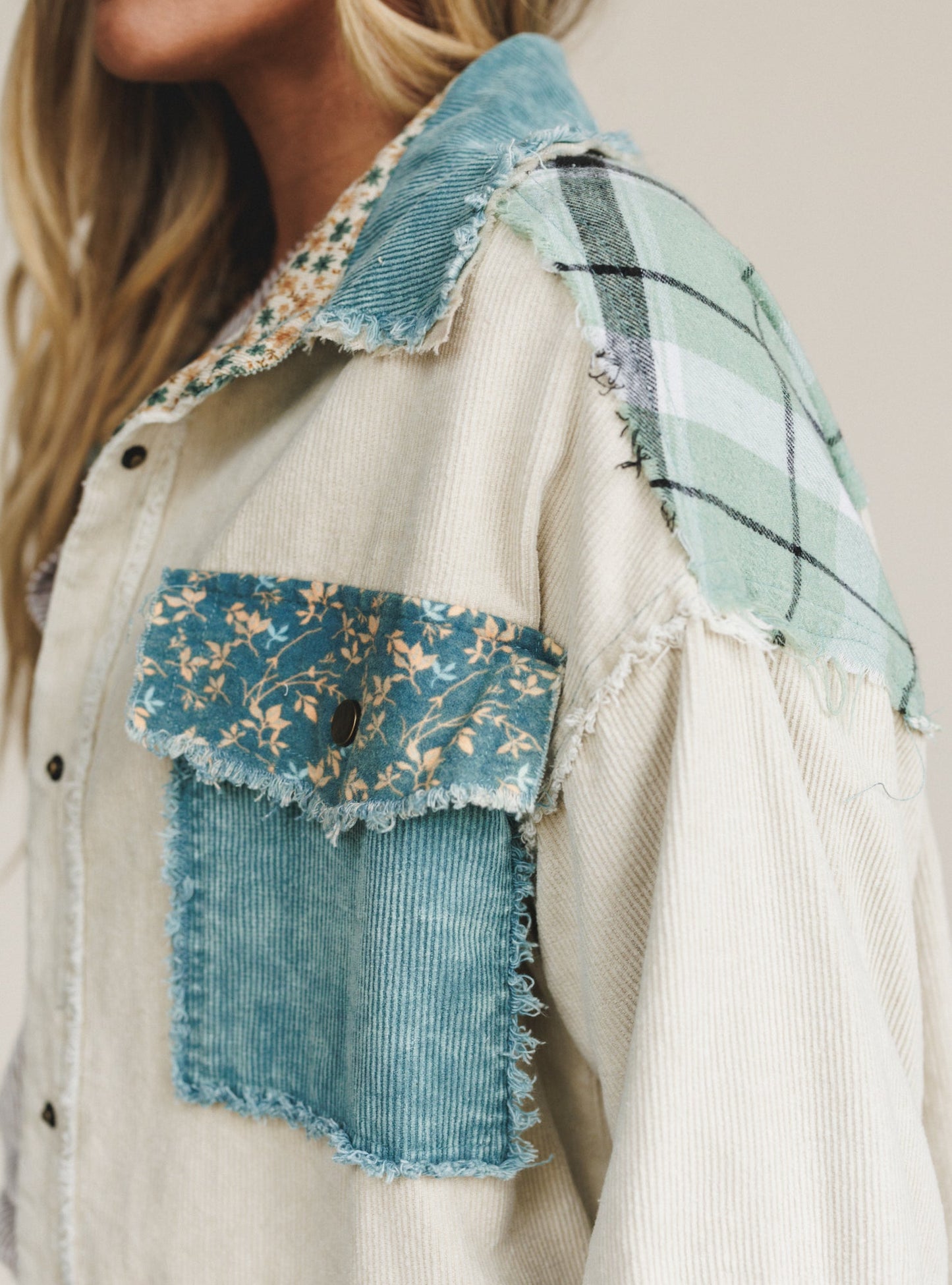 Flower Mountains Button Down Top - Sage