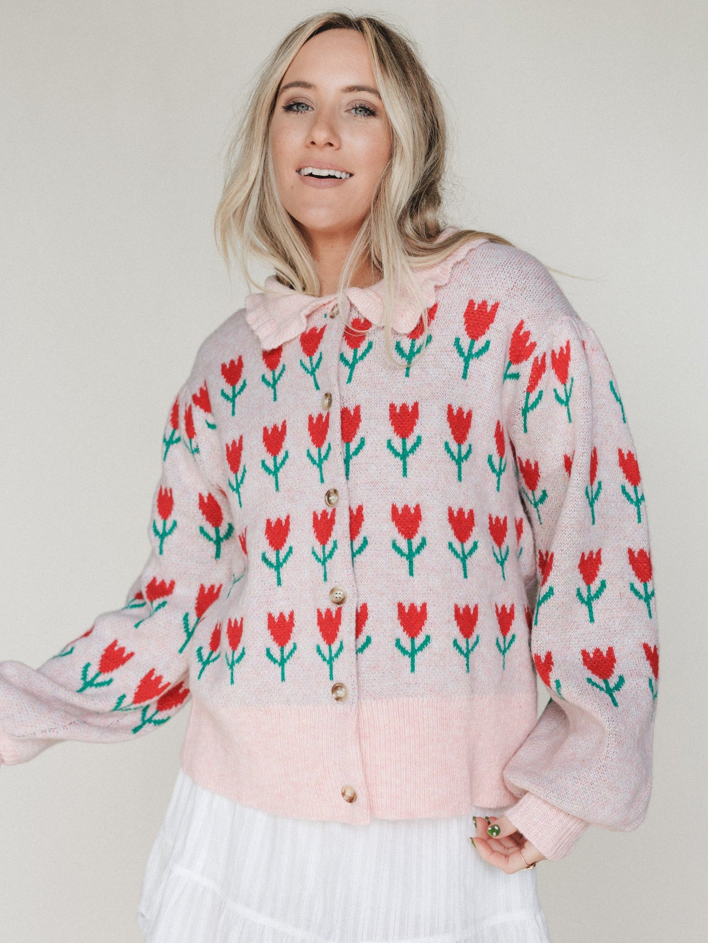 Sweet Petals Cardigan - Pink Red