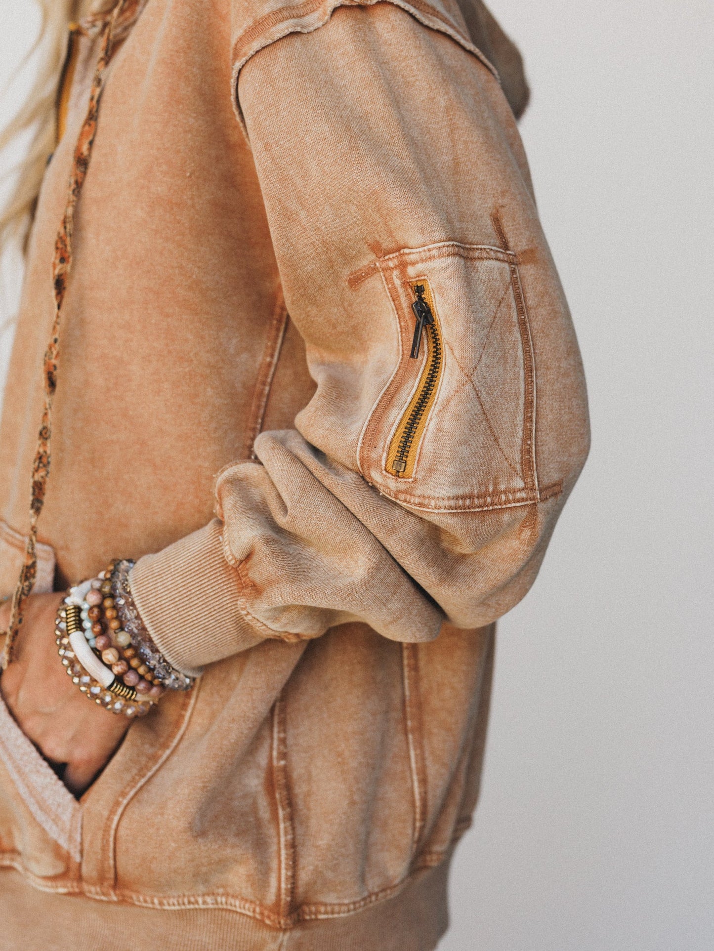 Golden Ray Zip Up Hoodie - Camel