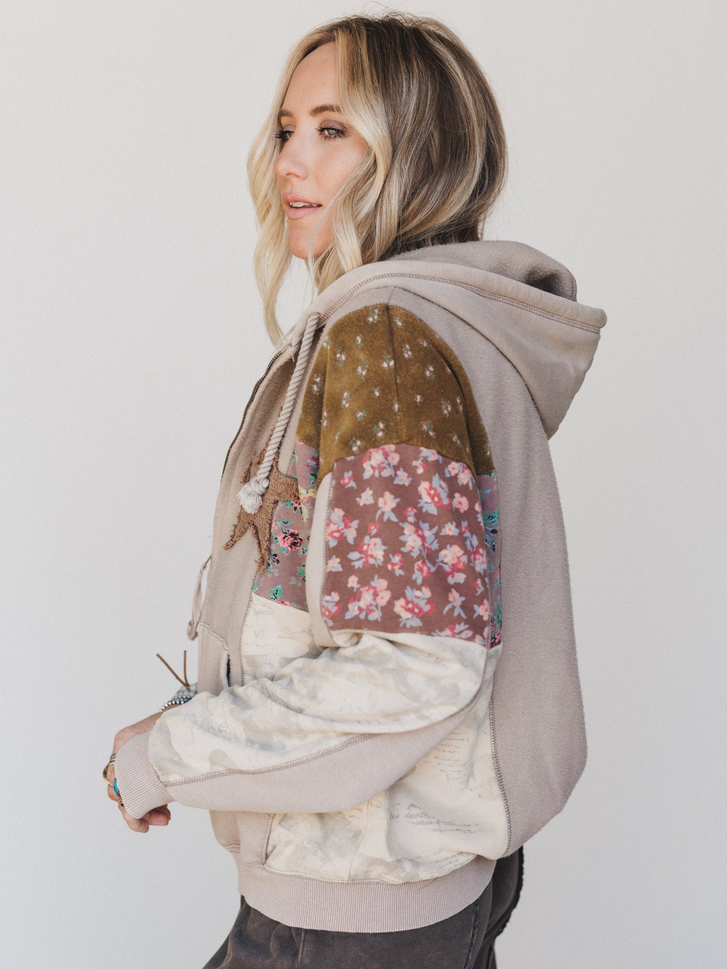Stars on the Double Zip Up Hoodie - Mushroom