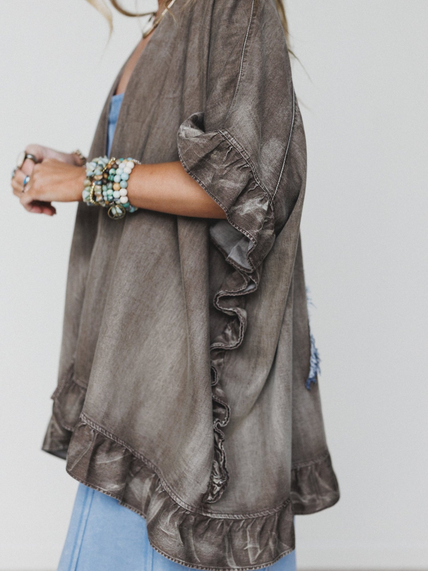 Robbie Star Patchwork Denim Jacket - Mocha