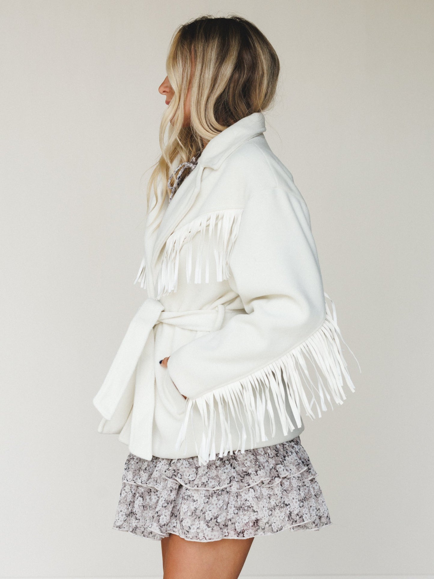 Western Grounds Fringe Jacket - Cream