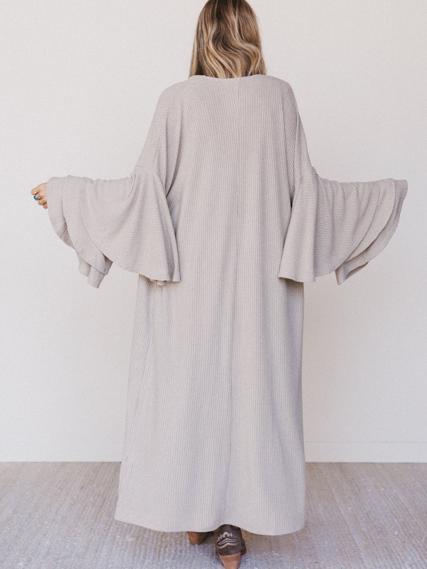 The Nest Radiant Ruffles Duster Cardigan - Taupe