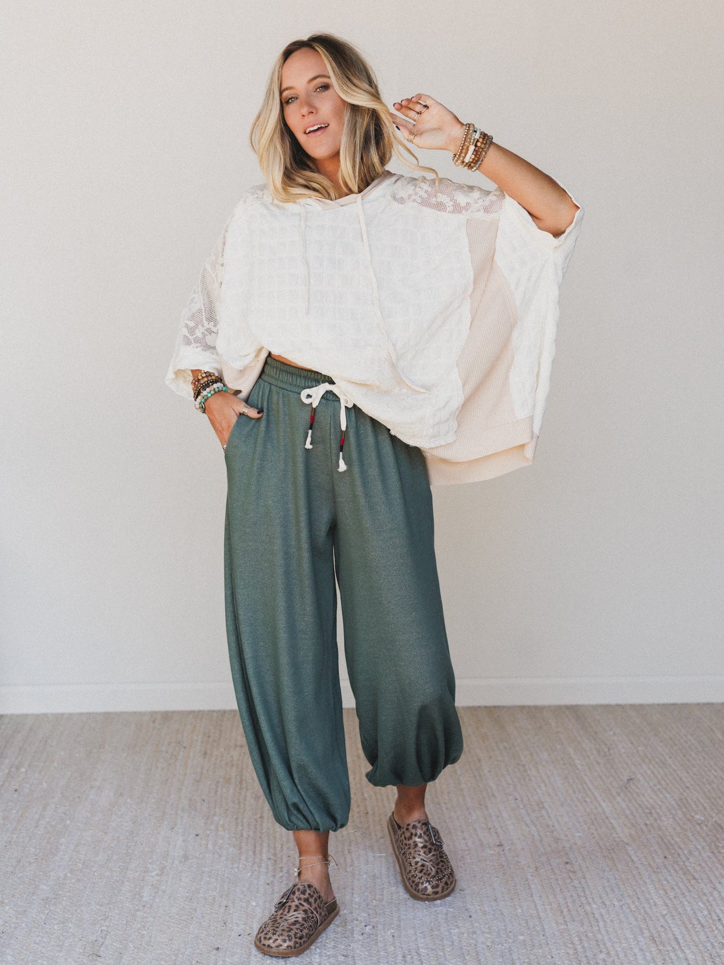 Radiant Wish Embroidered Hoodie Top - Ivory