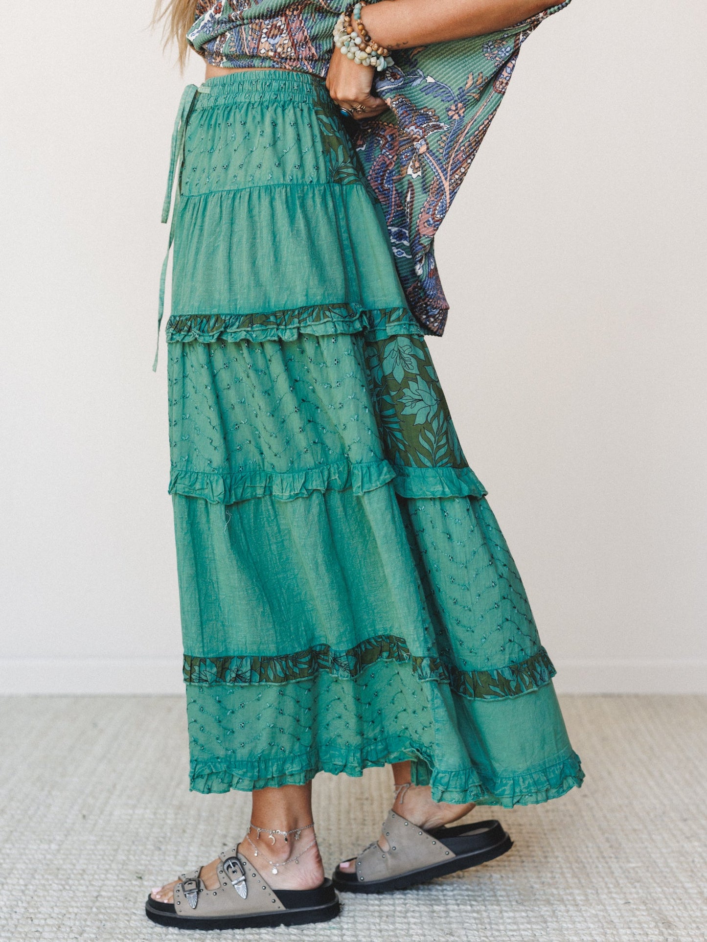 Life on the Island Skirt - Olive Multi