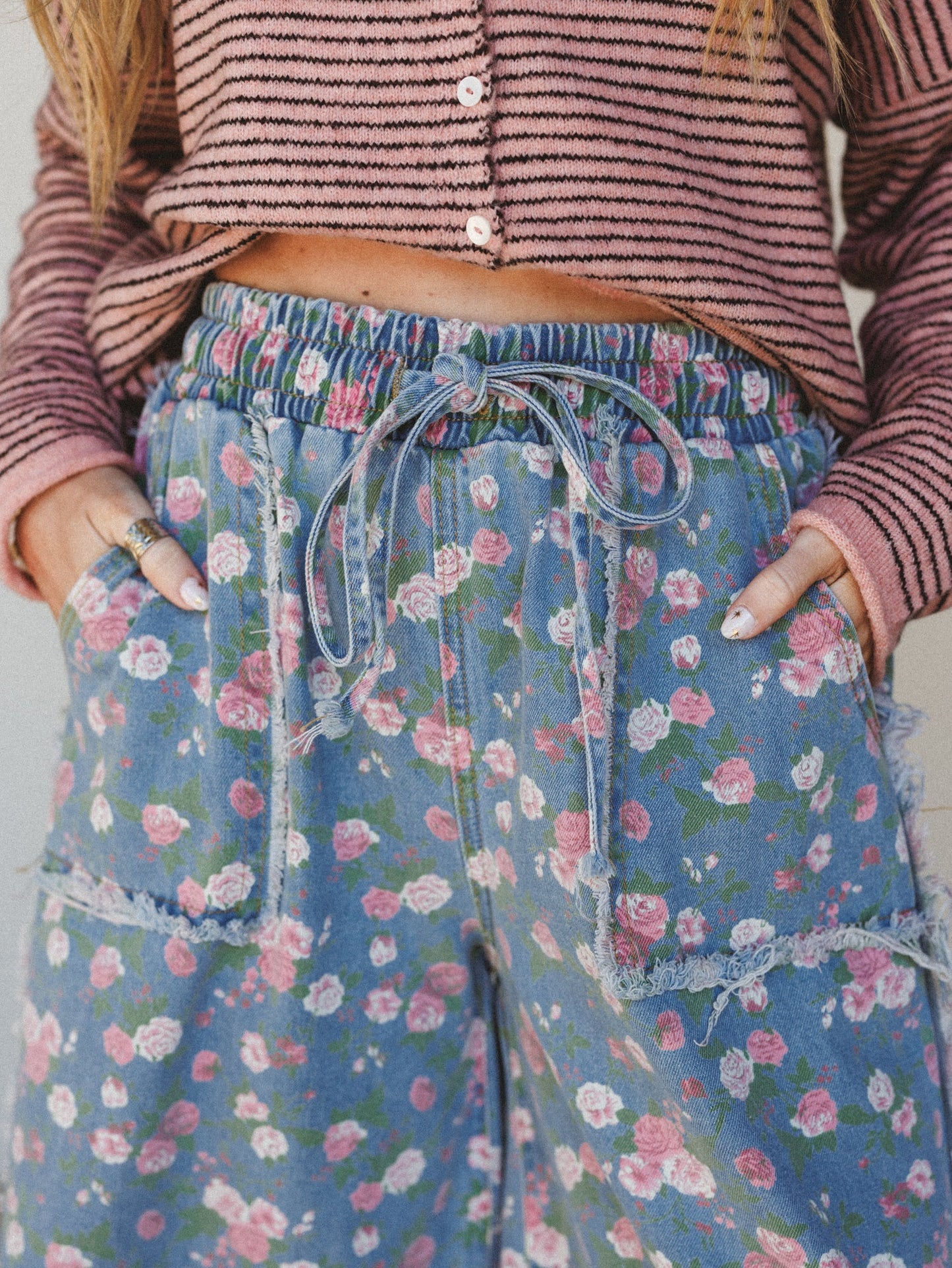 Love Petals Pants - Light Denim