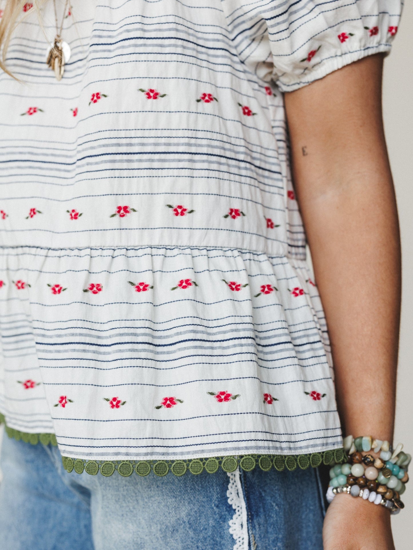 Chasing Memories Blouse
- White Navy