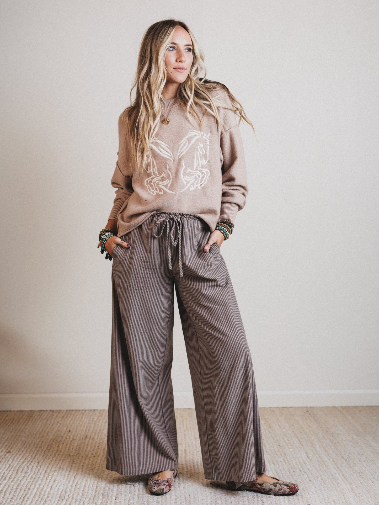 Wild Child Horses Sweater - Sand