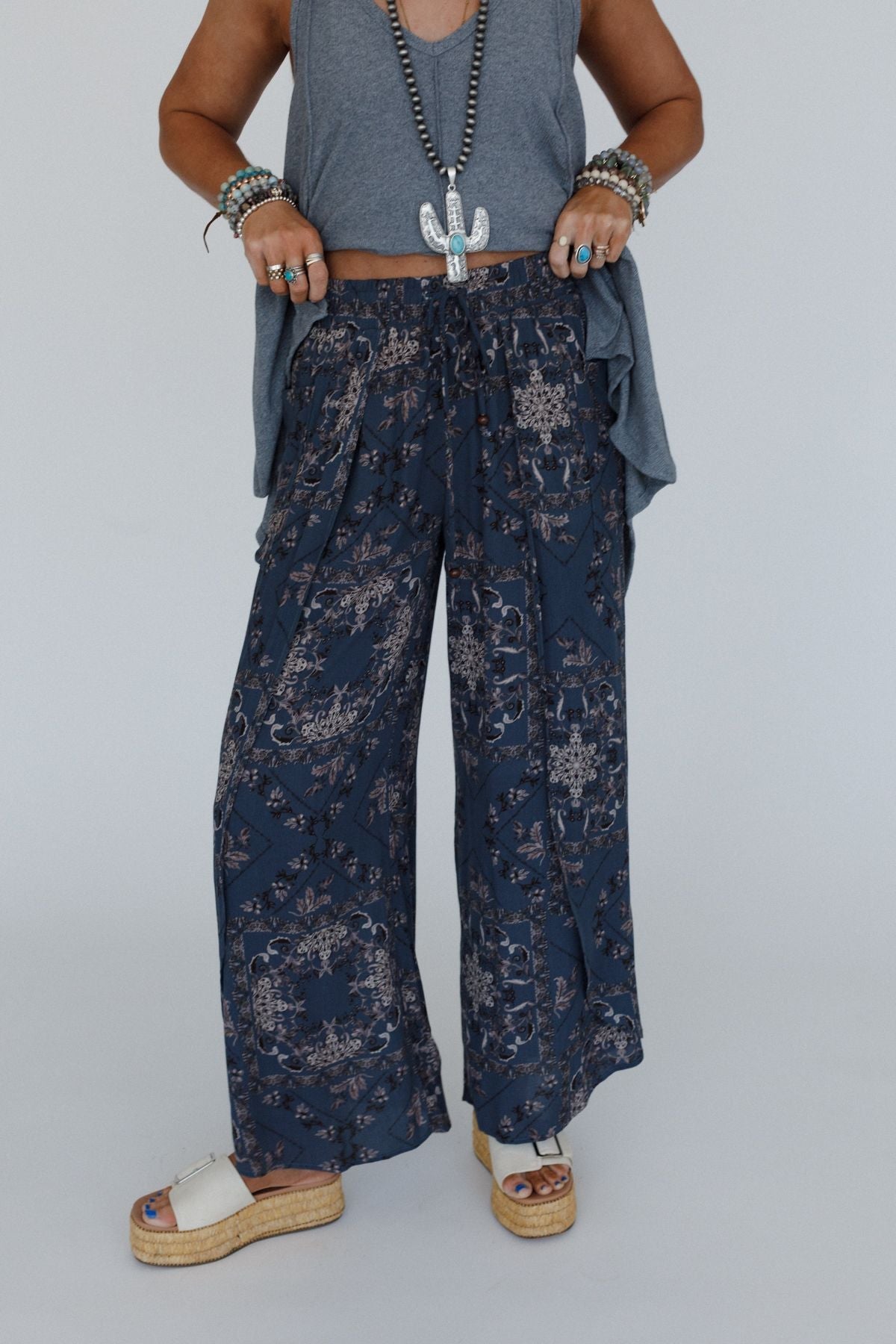 The Nest Stasia Printed Drawstring Tulip Pants - Titan