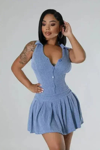 Sexy Romper Skirt – Halter Neck with Built-In Shorts