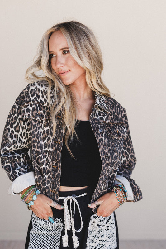 Meadowcat Denim Jacket - Leopard Multi