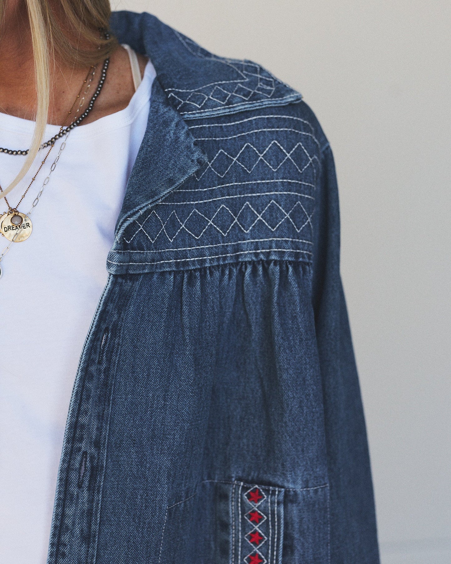 Denim Joy Jean Embroidered Jacket - Medium Wash
