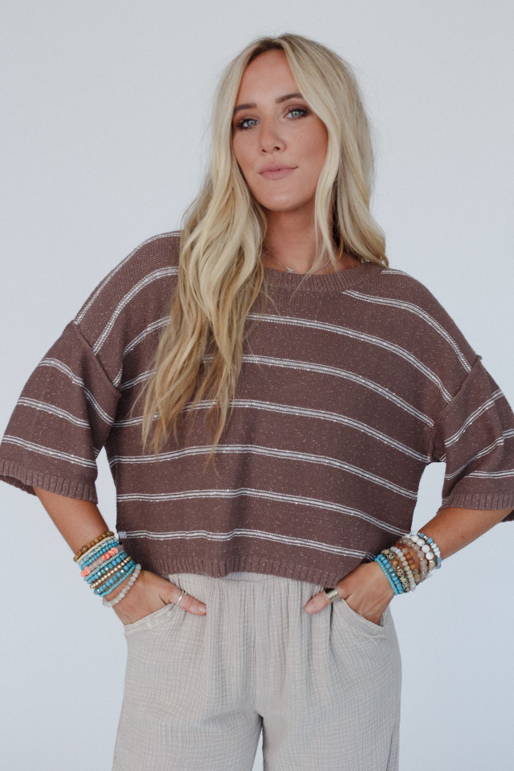 Coastal Stripe Top - Mocha
