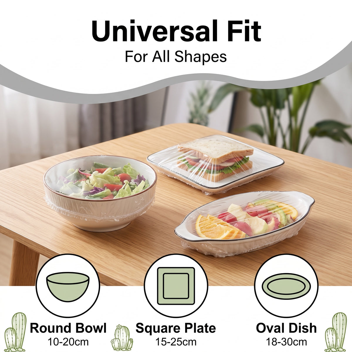 Disposable Food-Grade Plastic Wrap: Extra-Large, Extra-Thick, Household-Use, Elastic-Edged Roll Set