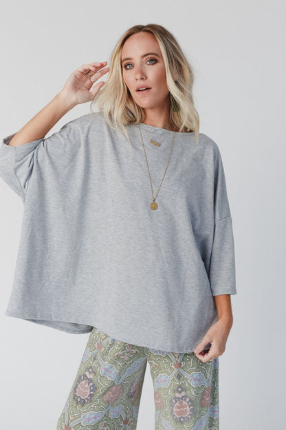 The Nest Cozy Cool Oversized Tee - Heather Gray