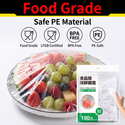 Disposable Food-Grade Plastic Wrap: Extra-Large, Extra-Thick, Household-Use, Elastic-Edged Roll Set