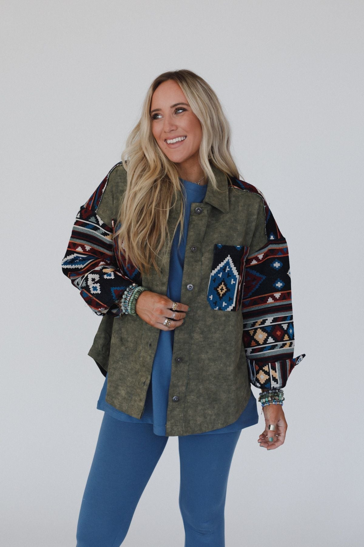 Scout Printed Sleeve Jacket - Olive