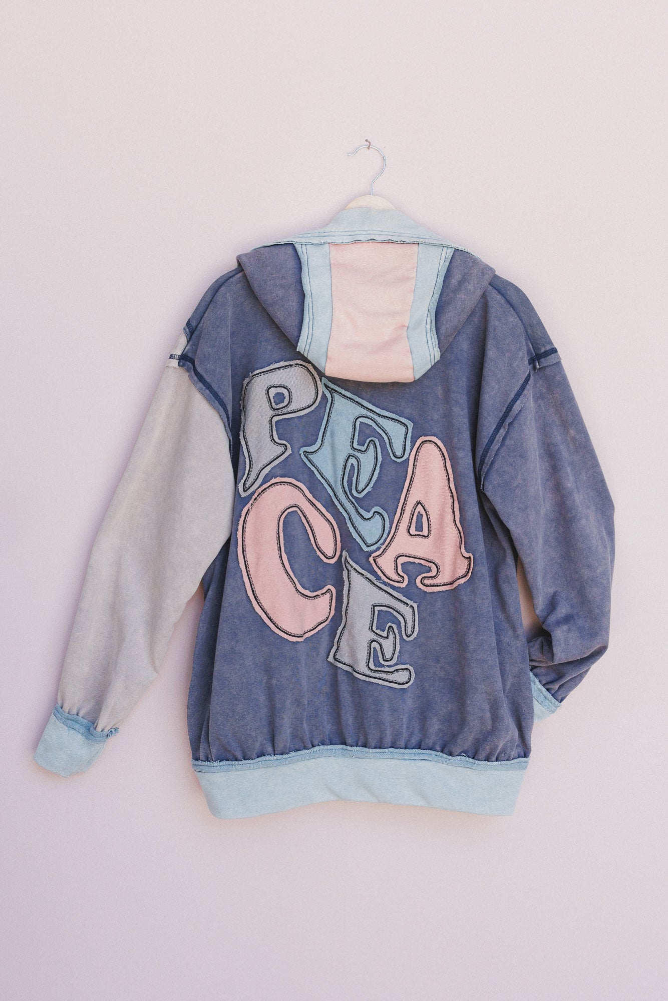 Peace Out Hoodie - Washed Blue Purple