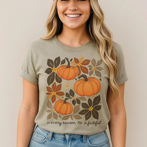In Every Season He is Faithful T-Shirt, Fall, Faith