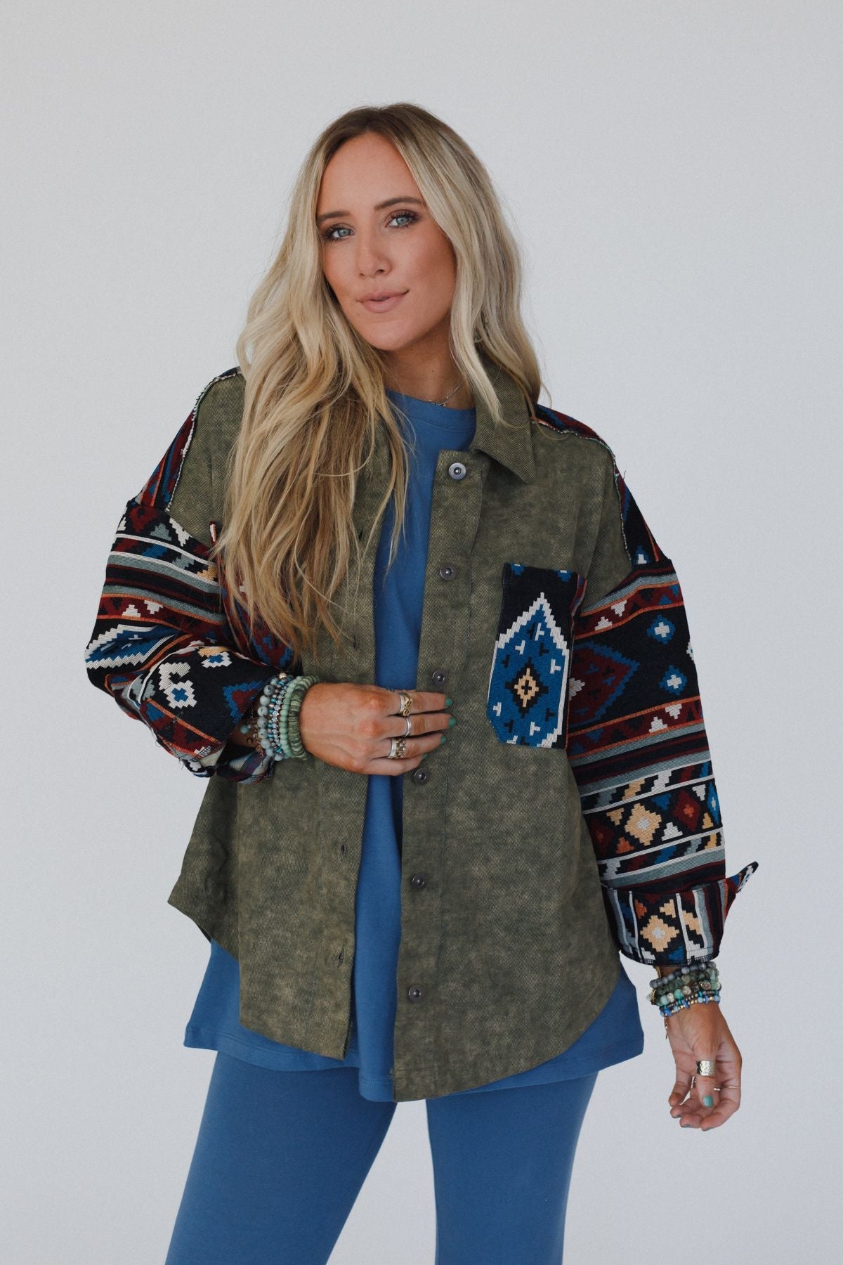 Scout Printed Sleeve Jacket - Olive
