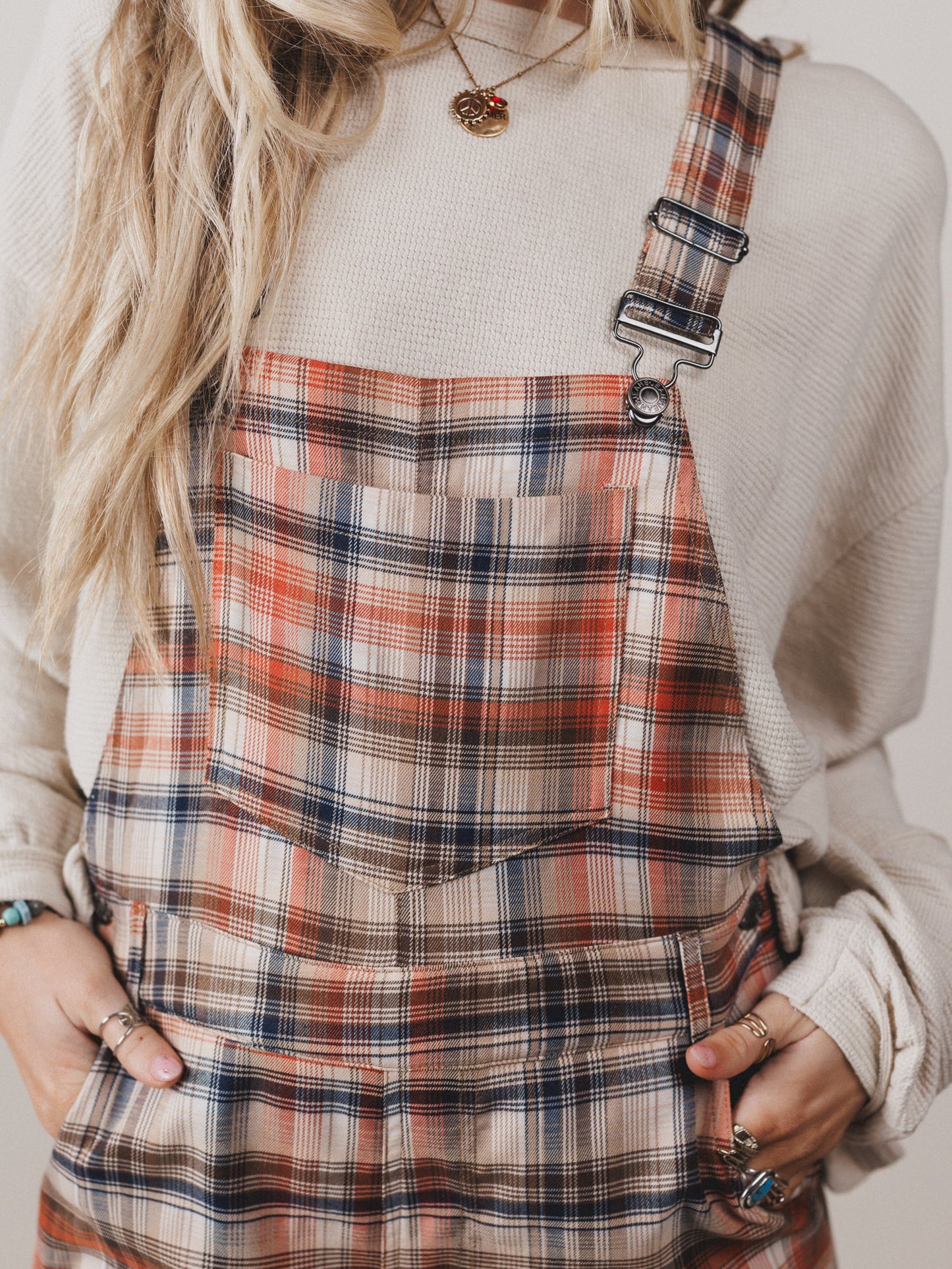 Perfectly Plaid Overalls - Latte