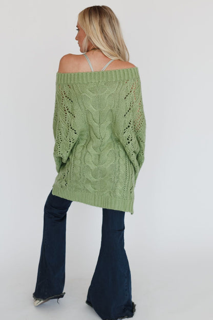 Golden Hour Bubble Sleeve Sweater Dress - Light Green