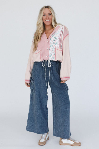 Leighton Button Up Floral Shacket - Pink
