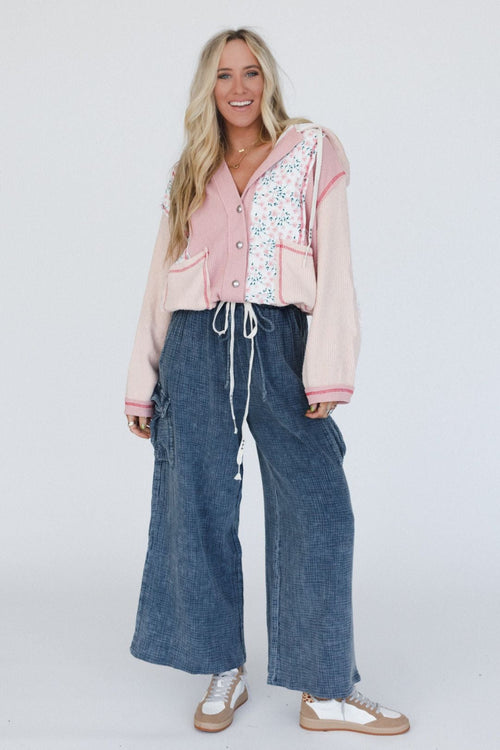 Leighton Button Up Floral Shacket - Pink