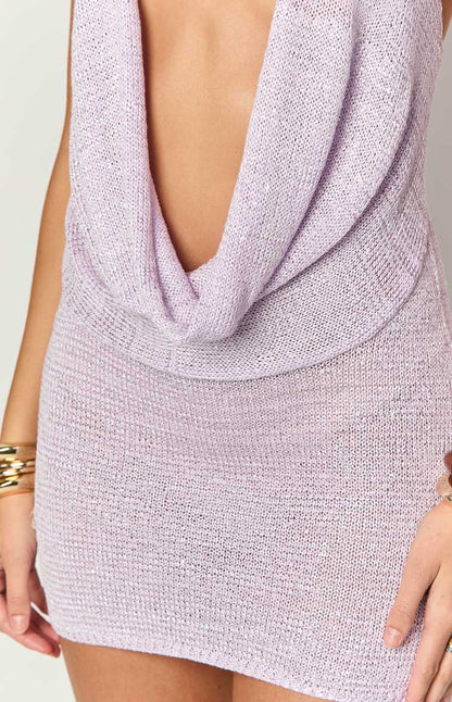Charl Lilac Cowl Neck Mini Dress