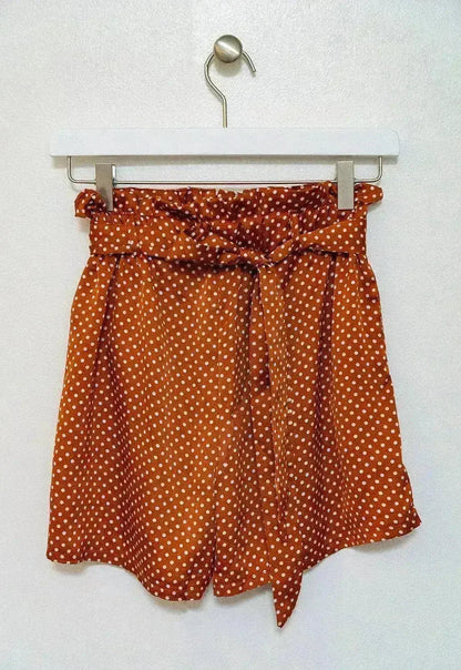Cloth Patterned Cinch Waist Shorts