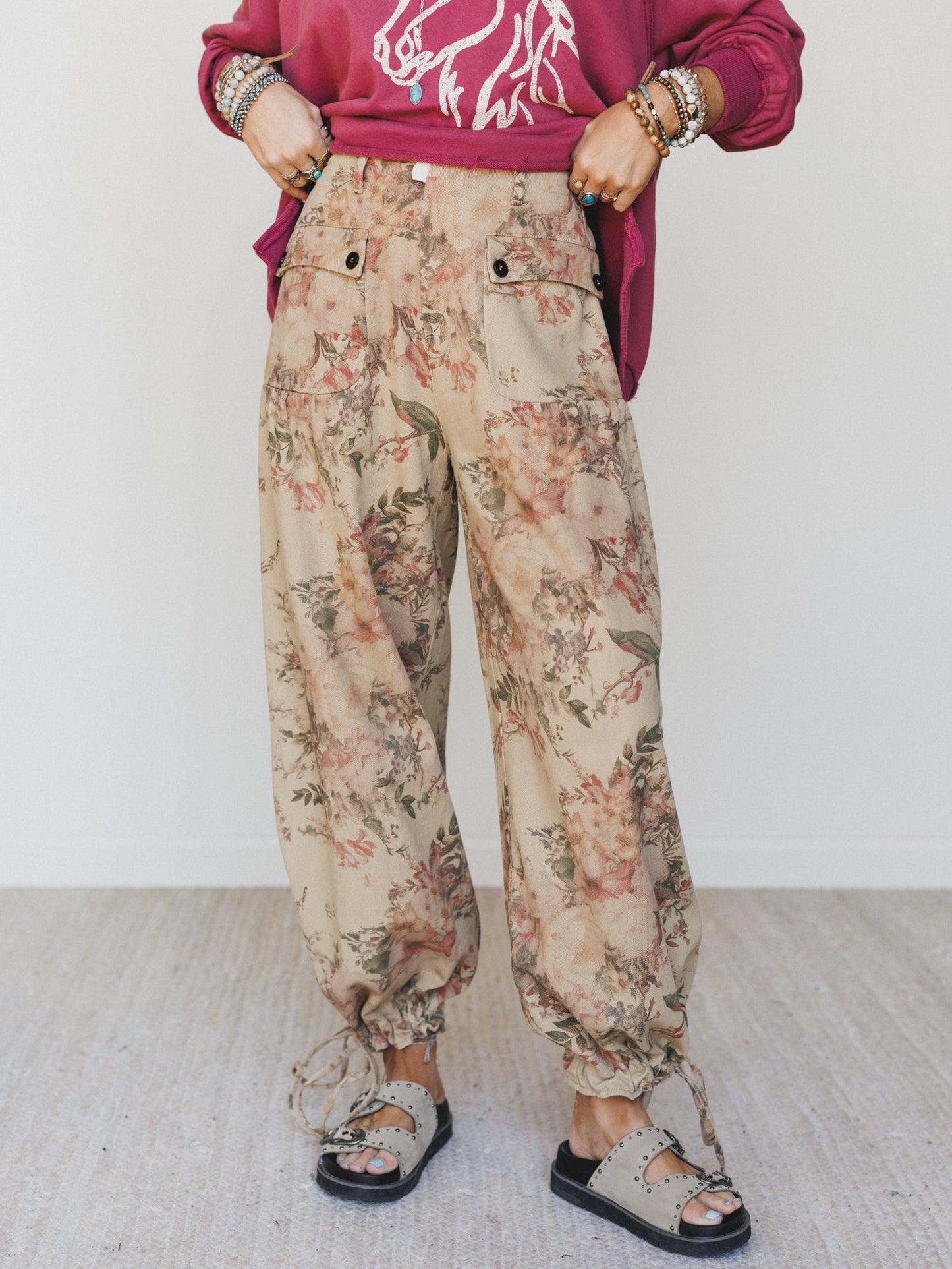 Season of Florals Pants - Tan