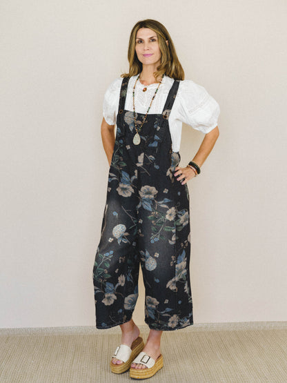 High Hopes Slouchy Denim Overalls - Black Denim