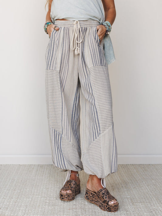 Solana Stripe Pants - Faded Sage