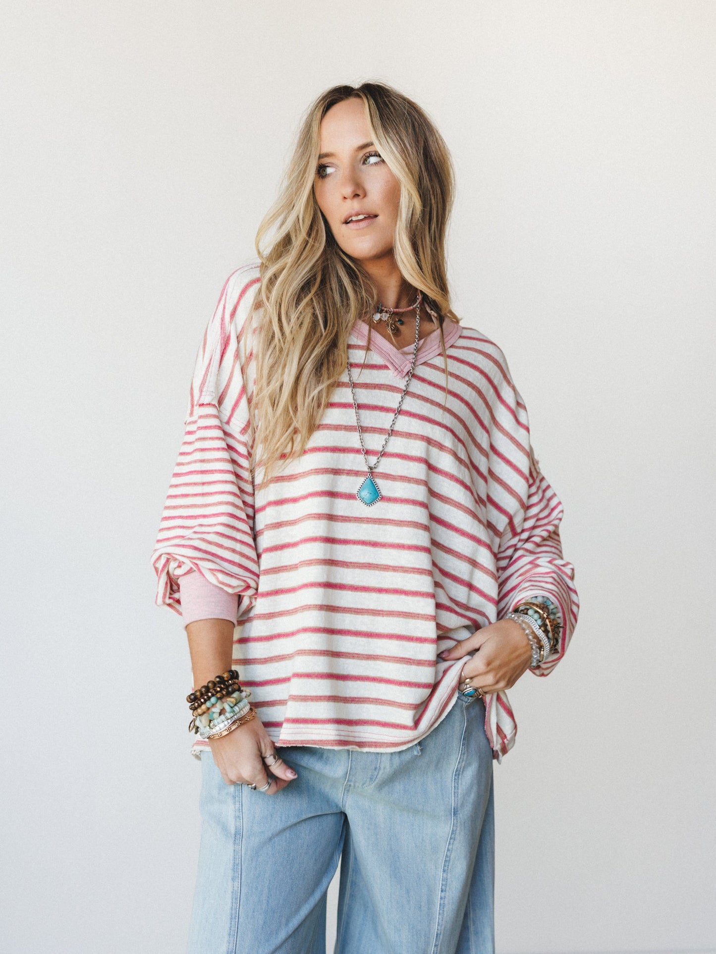 Here for the Moon Long Sleeve Tee
 - Pink