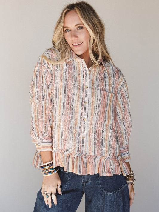 Thoughts of Love Blouse - Cinnamon