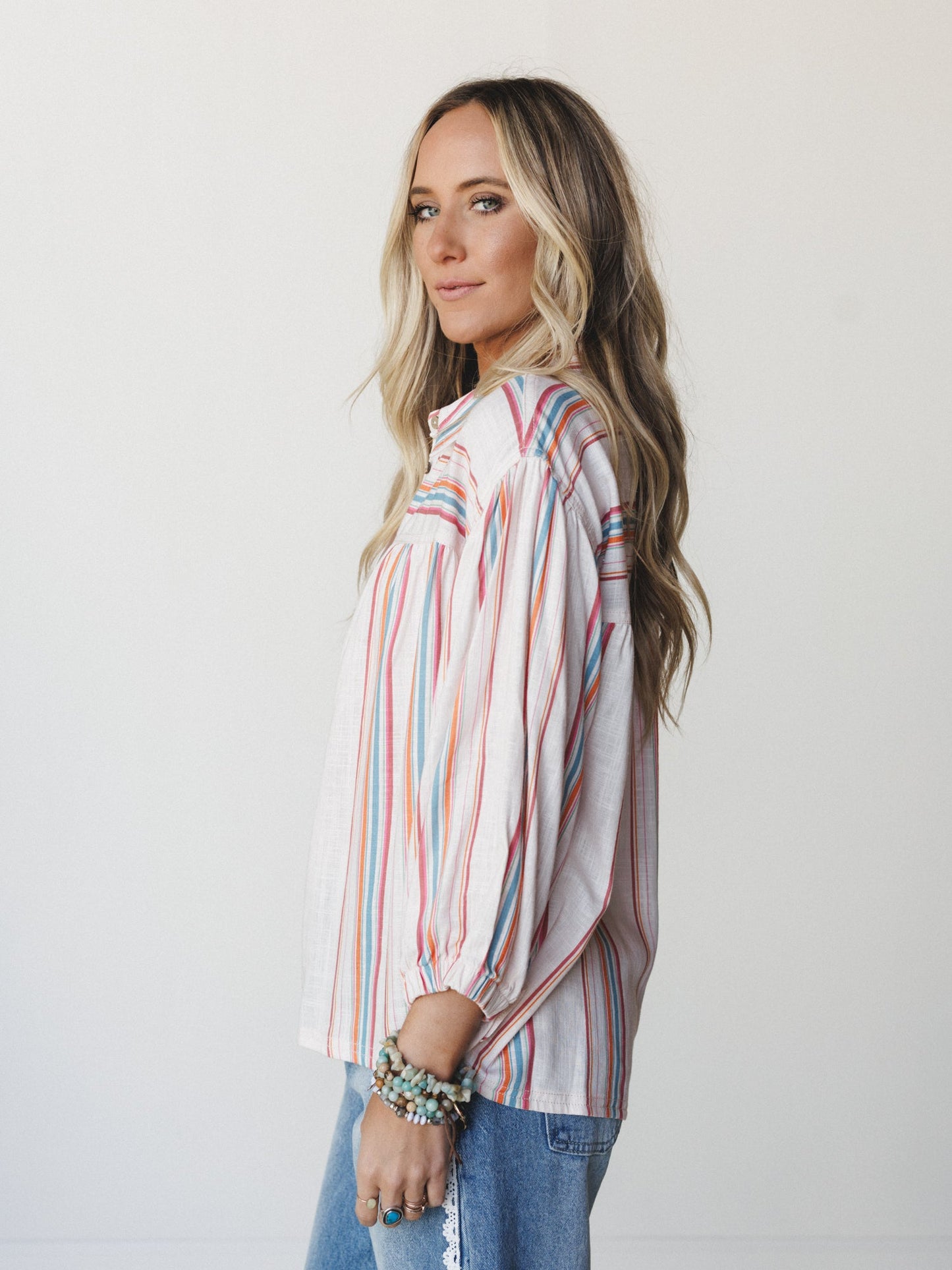Just like Sunshine Striped Blouse
 - Natural