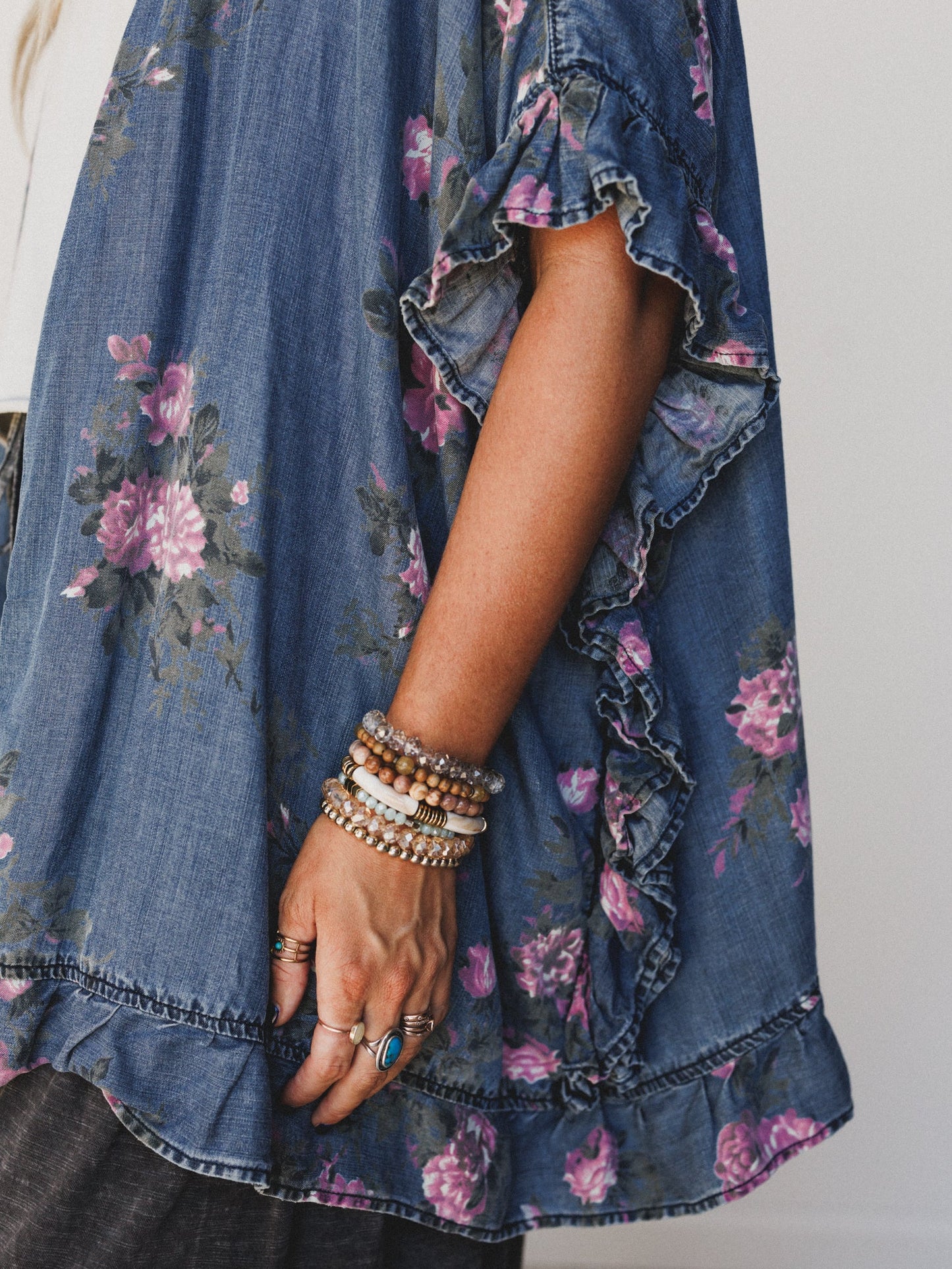Robbie Floral Denim Jacket - Denim