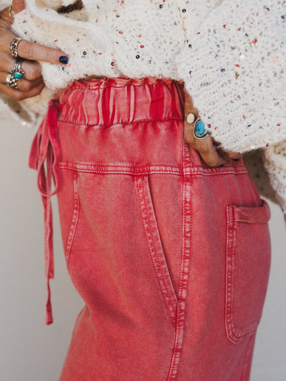 Lucky One Wide Leg Full Pant - Red