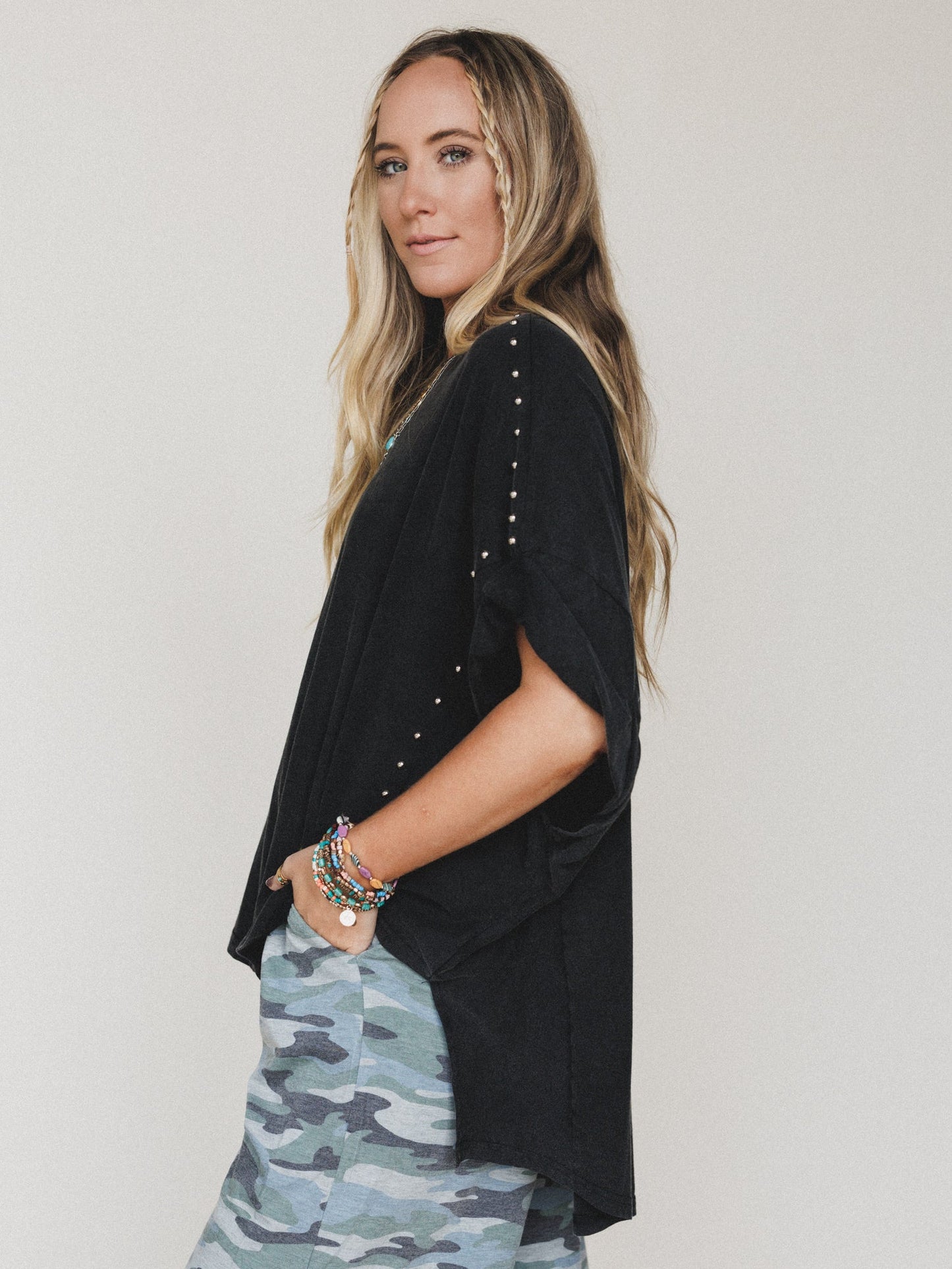 Tomcat Studded High Low Top - Black