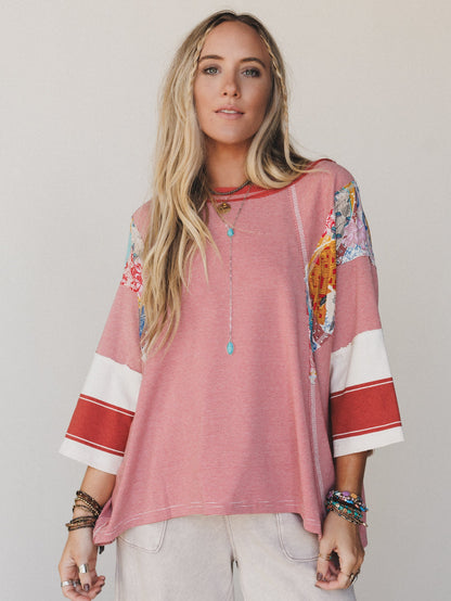 Britt Patchwork Top - Red