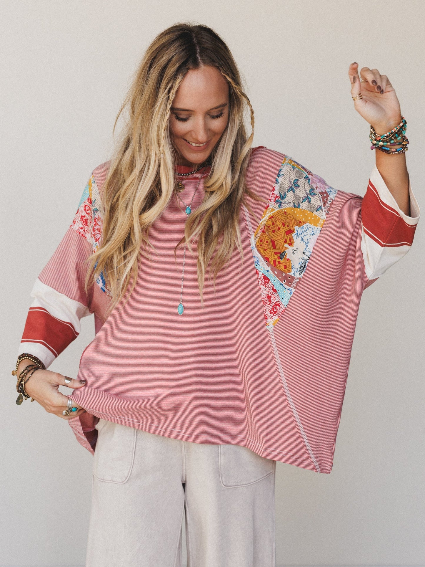 Britt Patchwork Top - Red