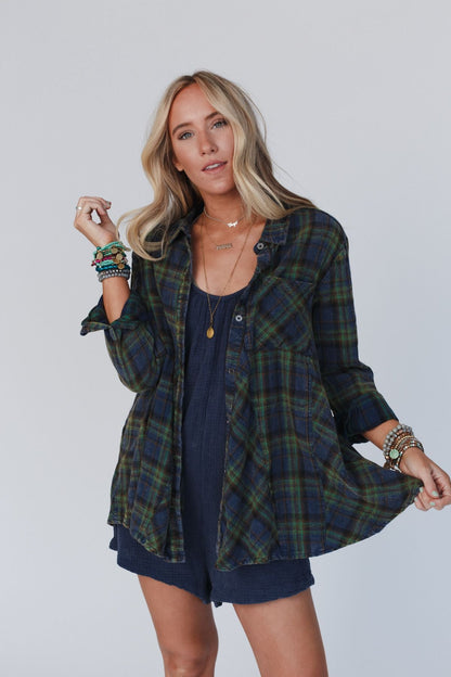Perfectly Plaid Button Down Shirt - Green