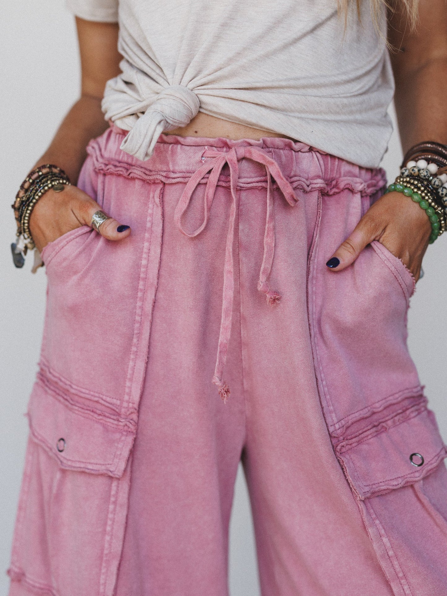 Game On Cargo Wide Leg Pant - Burgundy