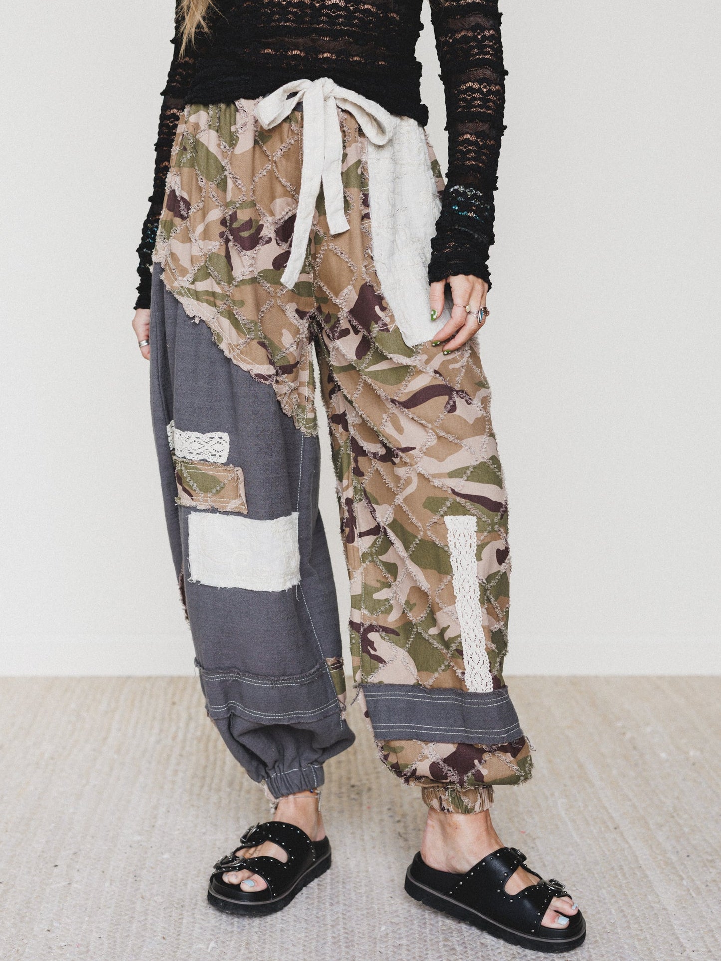 Camo Caravan Wide Leg Joggers - Charcoal