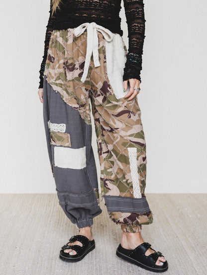 Camo Caravan Wide Leg Joggers - Charcoal