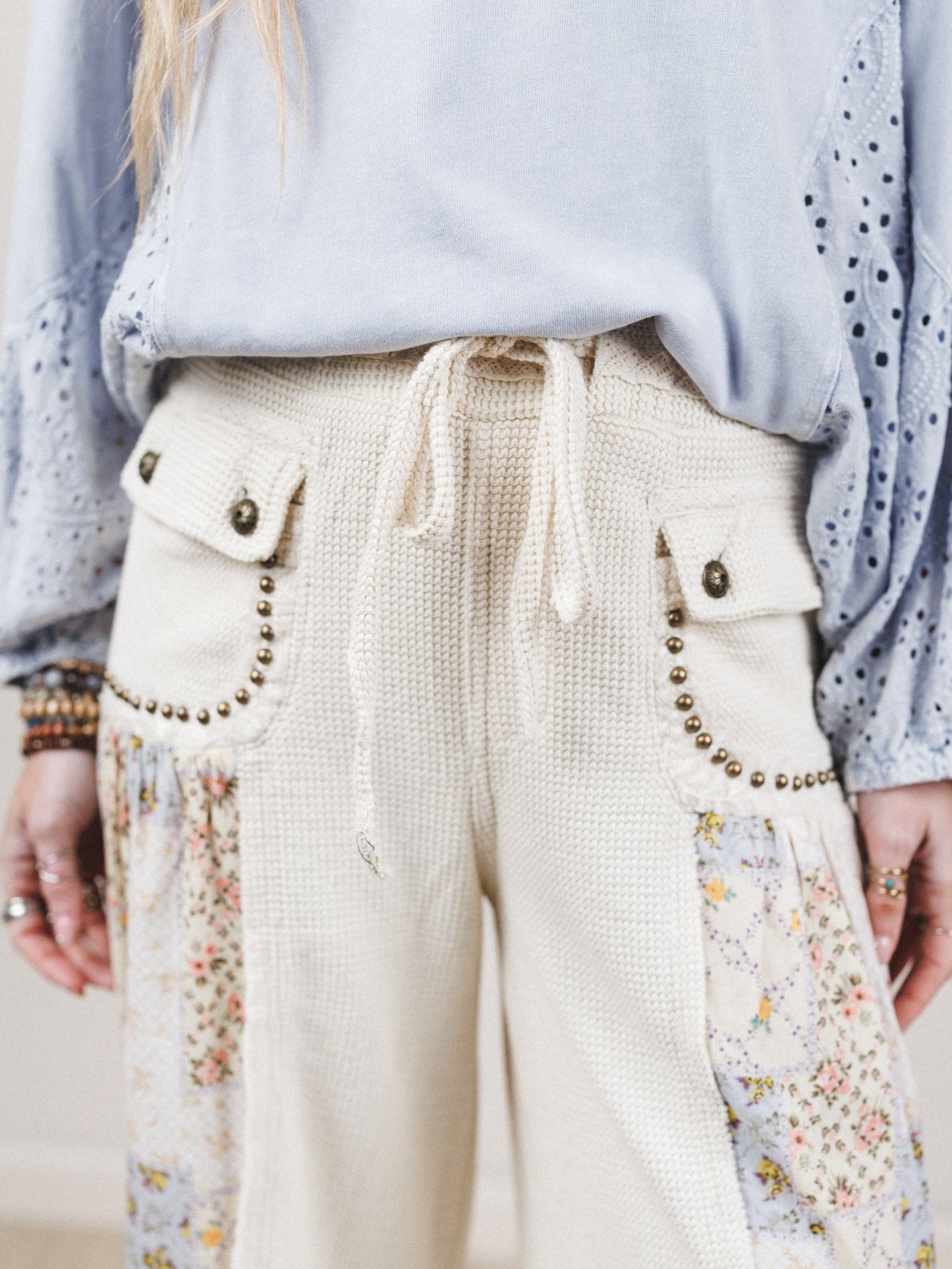 Soft But Studded Pants - Cream