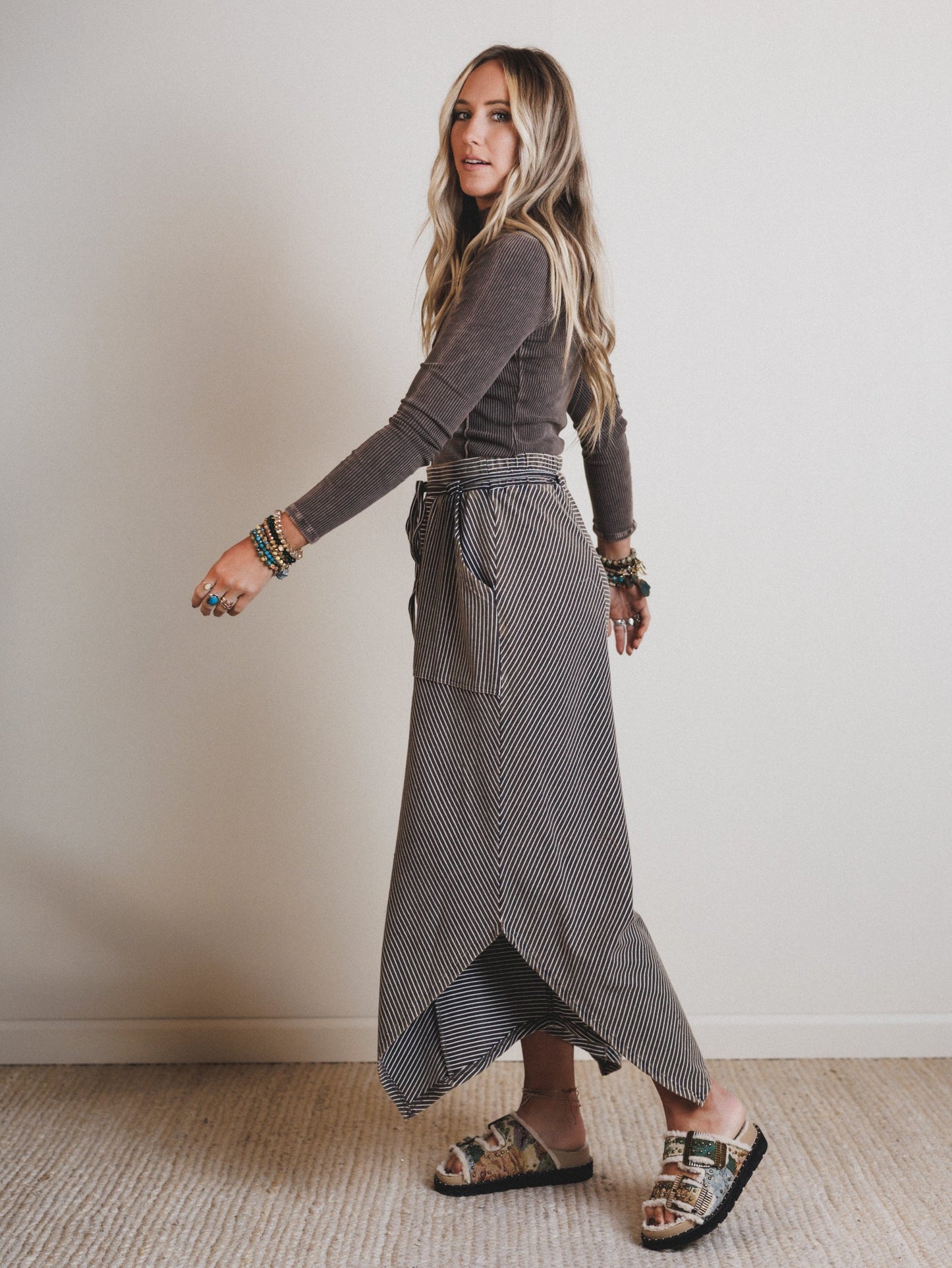 Echo Pinstripe Pants - Brown