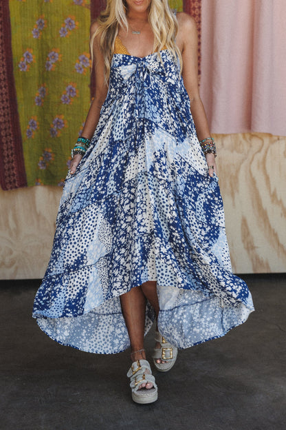 Cecelily Floral Tiered Maxi Dress - Blue