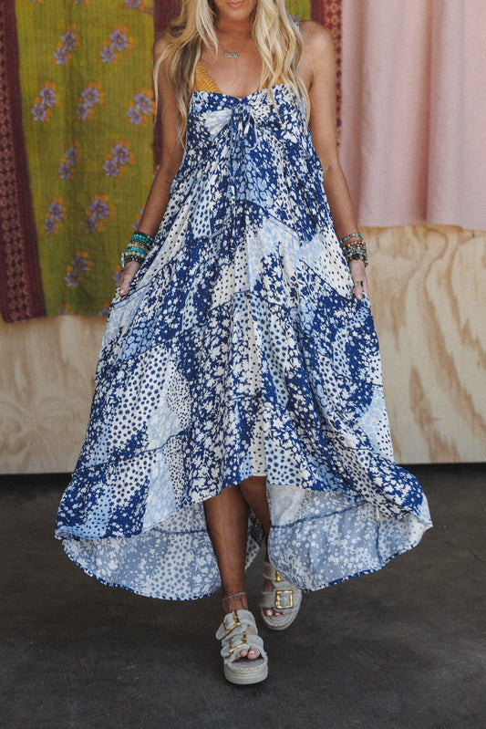 Cecelily Floral Tiered Maxi Dress - Blue
