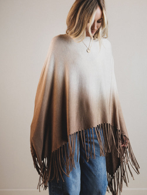 Mountain Song Poncho - Heather Petal Woodsmoke